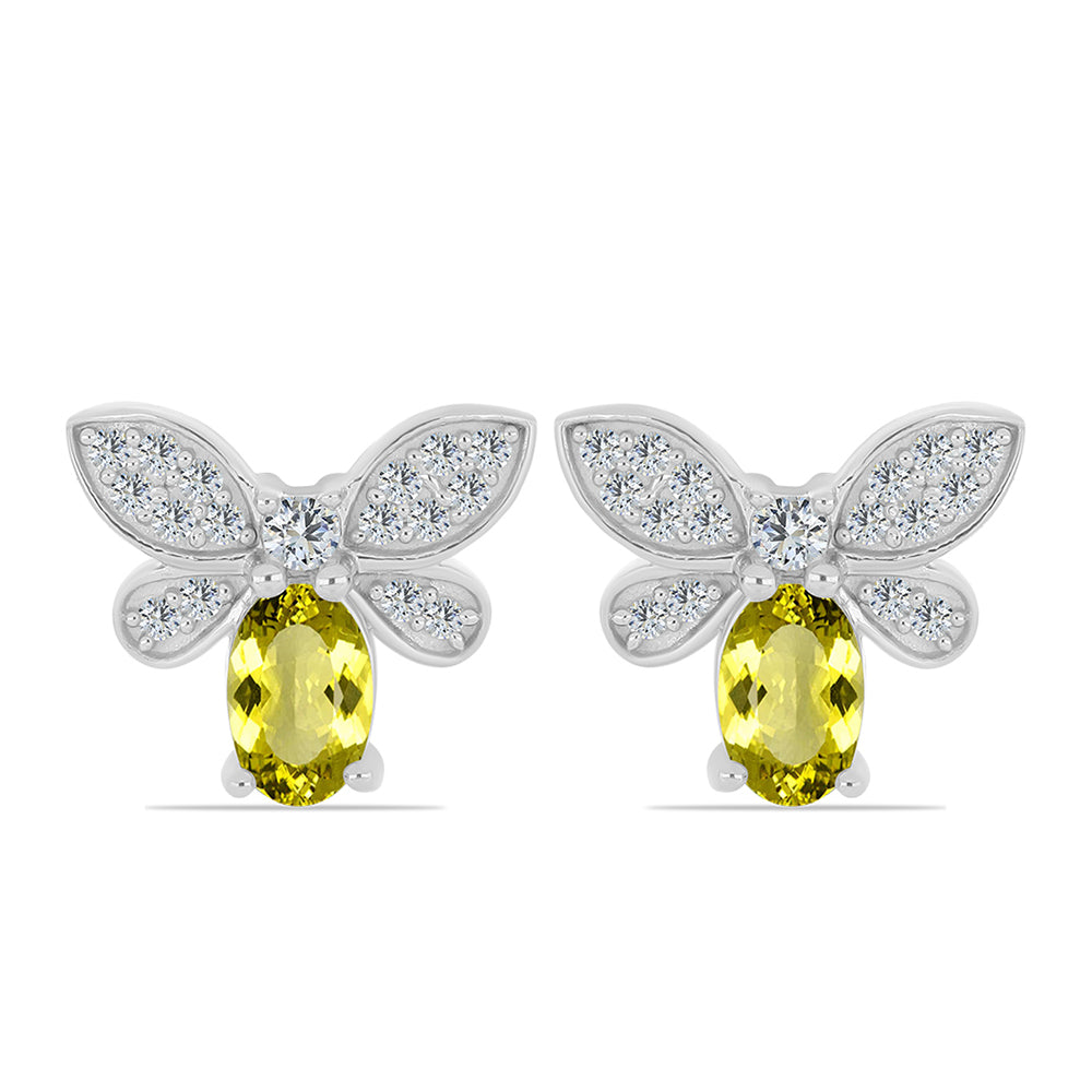 Pendientes de Plata con Topacio Limón y Topacio Blanco 1 