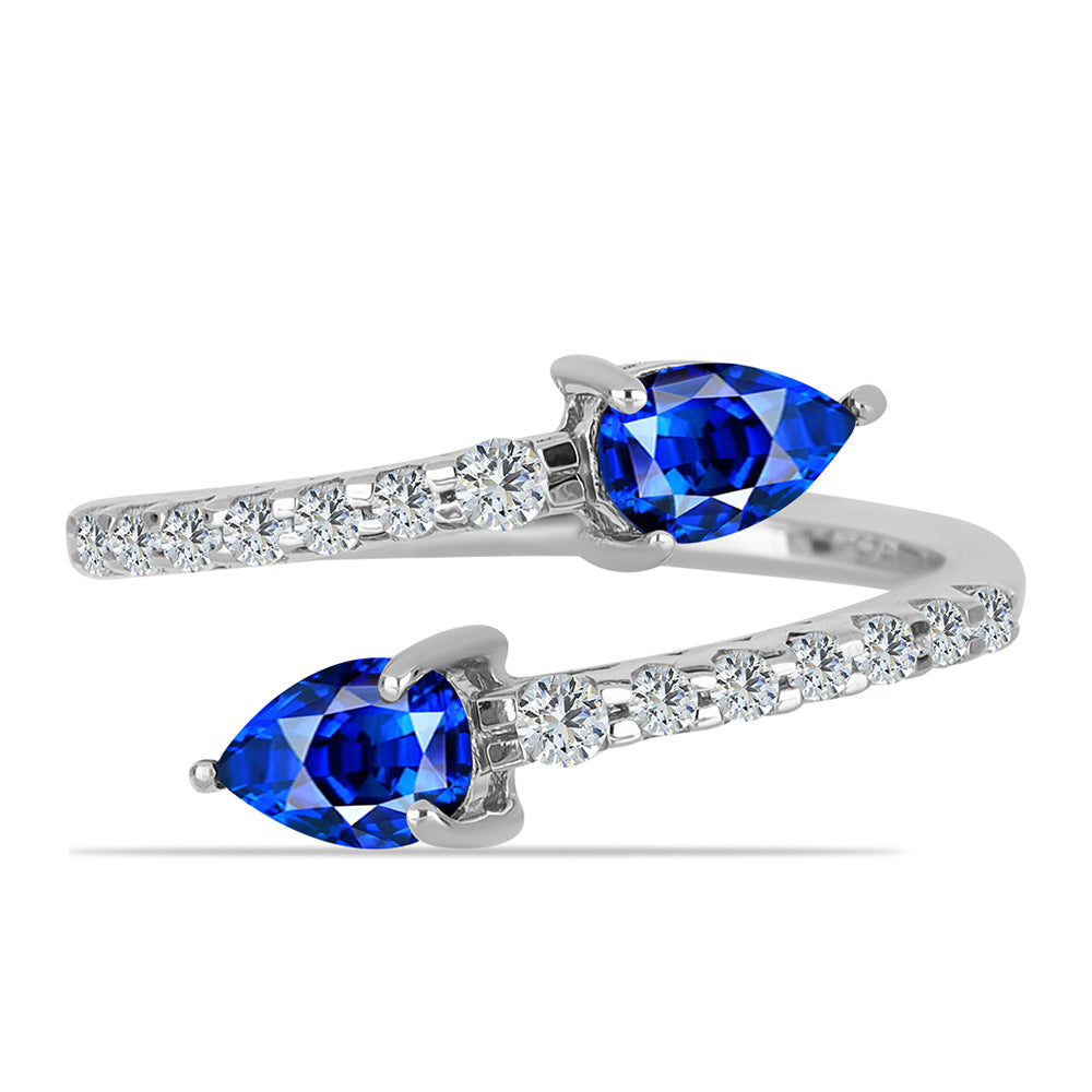 Anillo de Plata con Zafiro Azul Australiano y Topacio Blanco 1 