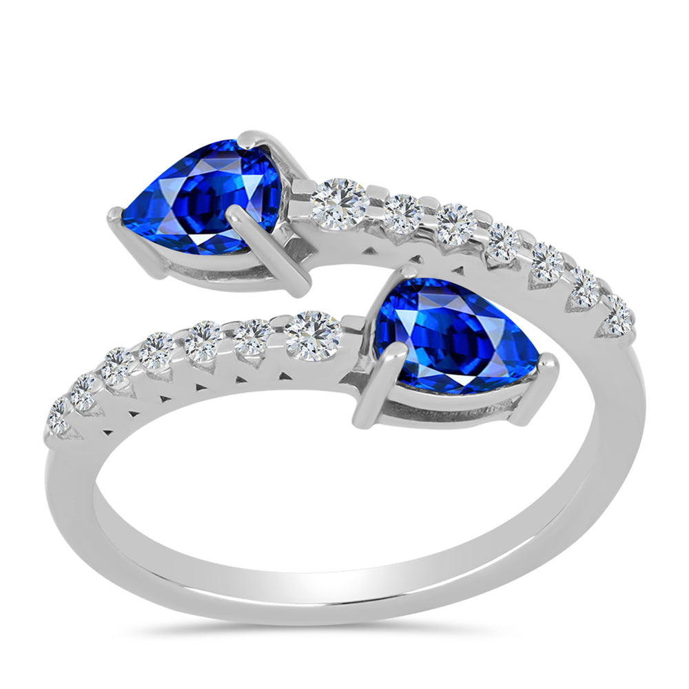 Anillo de Plata con Zafiro Azul Australiano y Topacio Blanco 3 