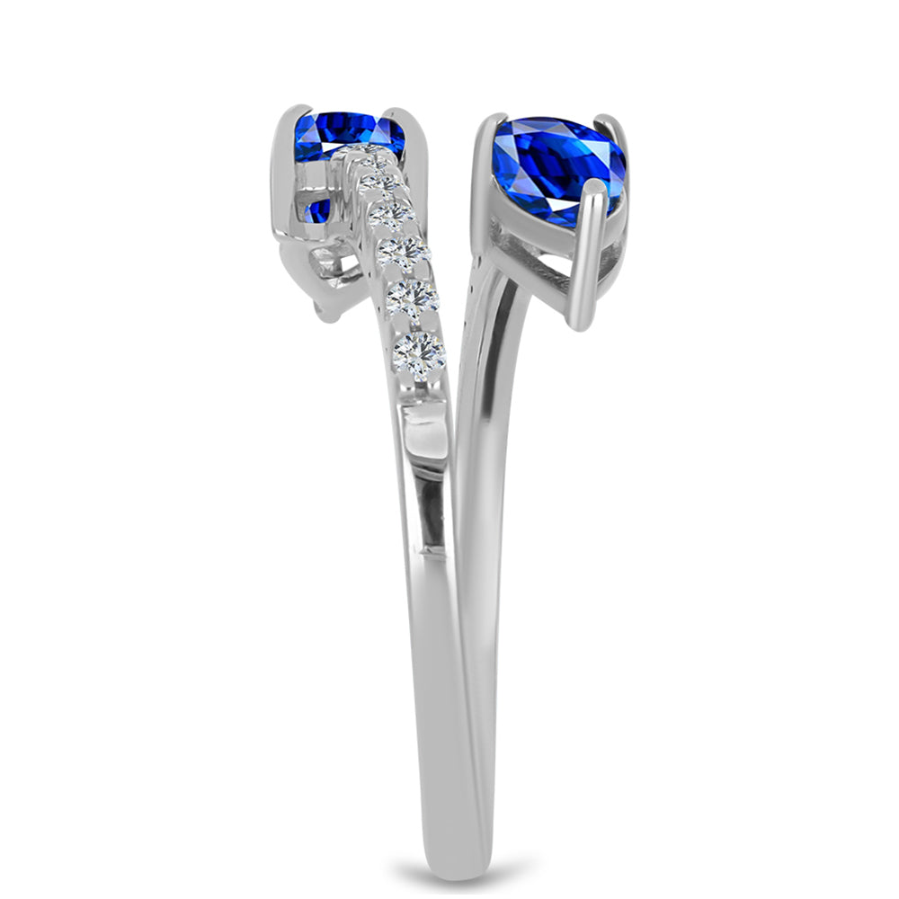Anillo de Plata con Zafiro Azul Australiano y Topacio Blanco 4 
