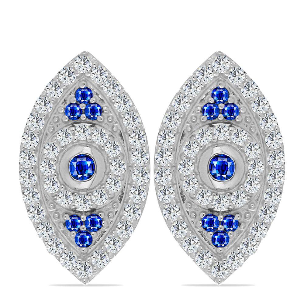 Pendientes de Plata con Zafiro Azul Australiano y Topacio Blanco 1 