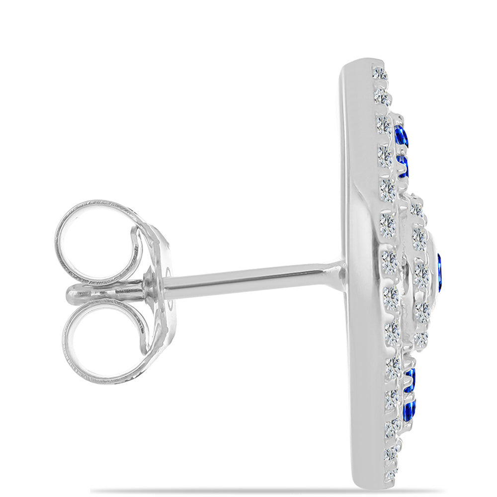 Pendientes de Plata con Zafiro Azul Australiano y Topacio Blanco 2 