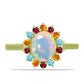 Anillo de Plata Bañada en Oro con Ópalo Welo y Chakra Turmalina