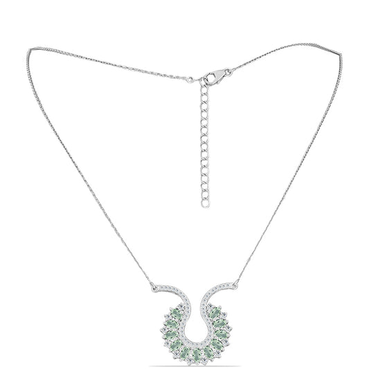 Collar de Plata con Amatista Verde y Topacio Blanco