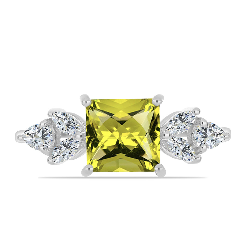 Anillo de Plata con Topacio Limón y Topacio Blanco 1 