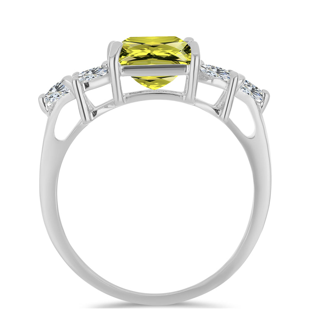 Anillo de Plata con Topacio Limón y Topacio Blanco
