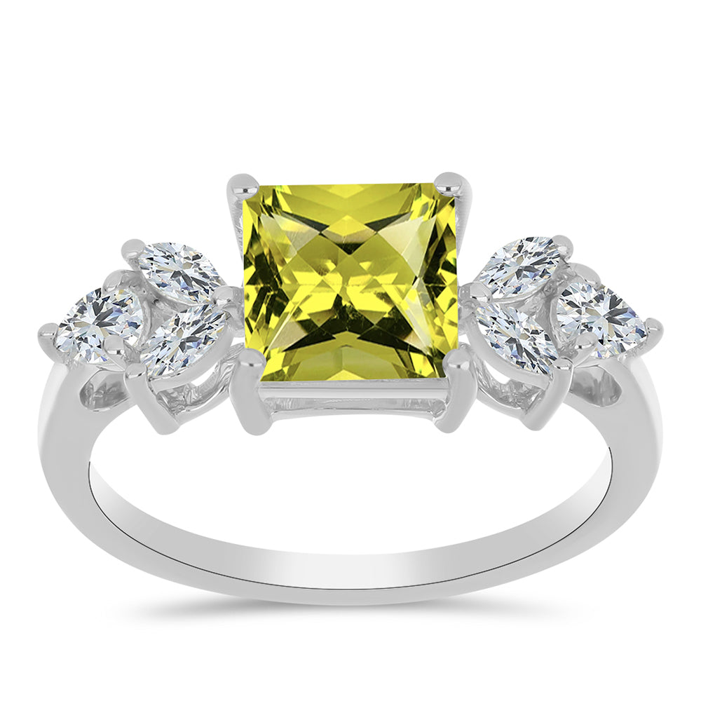 Anillo de Plata con Topacio Limón y Topacio Blanco 3 