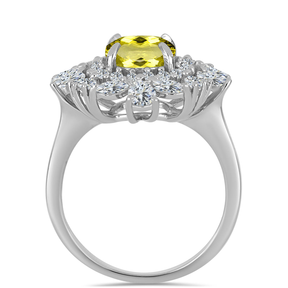 Anillo de Plata con Topacio Limón y Topacio Blanco