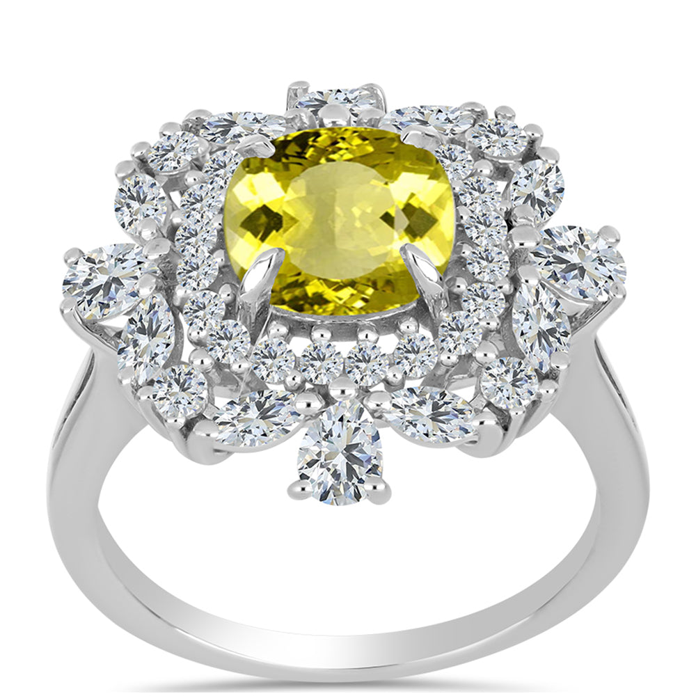 Anillo de Plata con Topacio Limón y Topacio Blanco