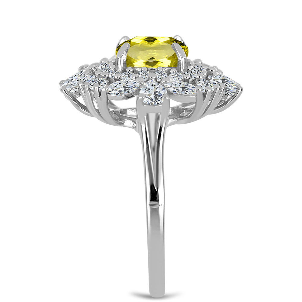 Anillo de Plata con Topacio Limón y Topacio Blanco 4 