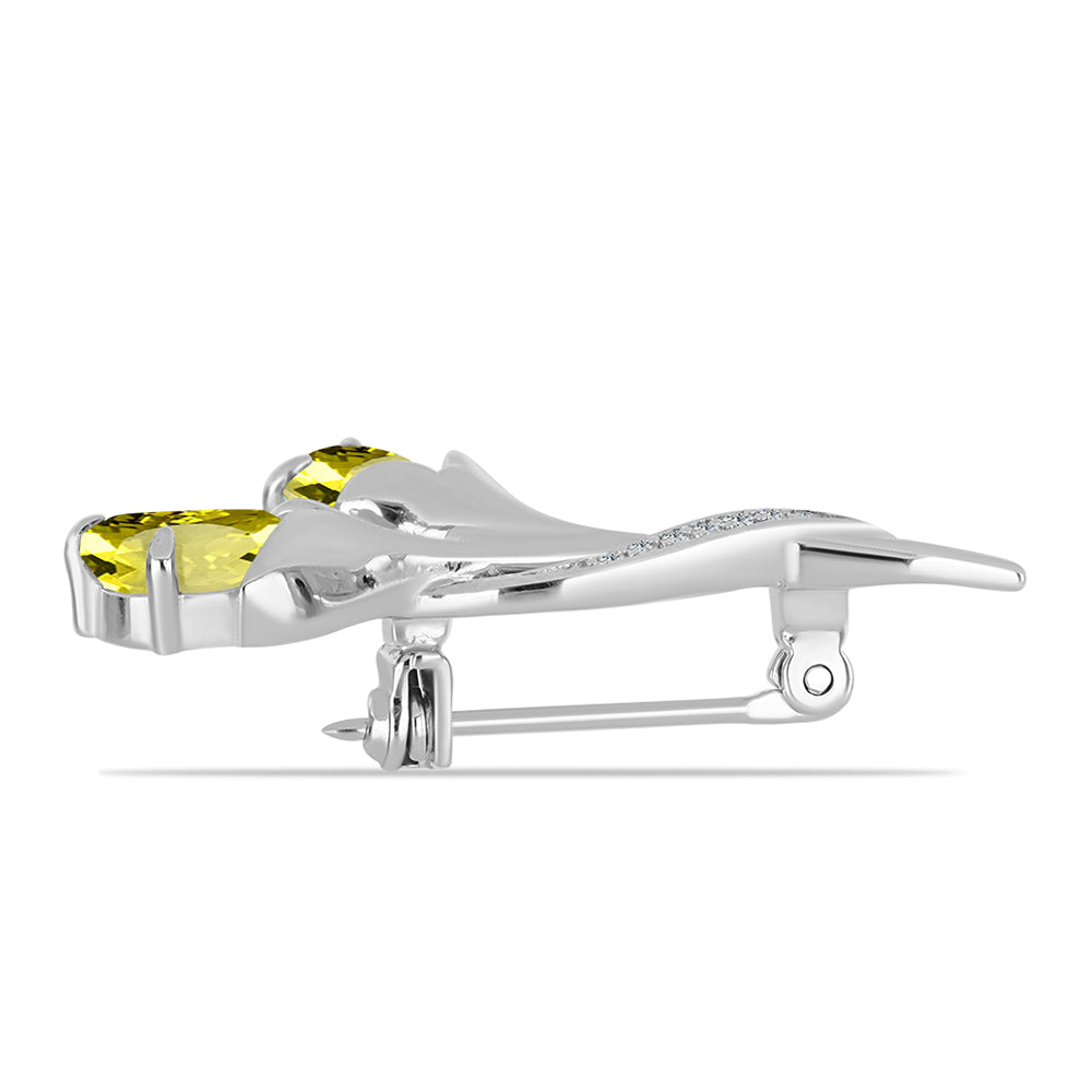 Broche de Plata con Topacio Limón y Topacio Blanco 2 