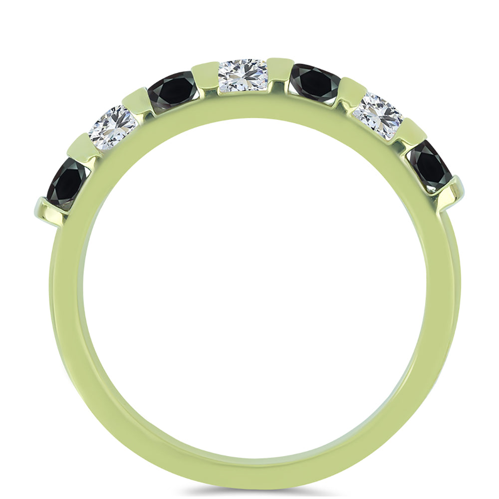 Anillo de Plata Bañada en Oro con Obsidiana y Topacio Blanco 2 