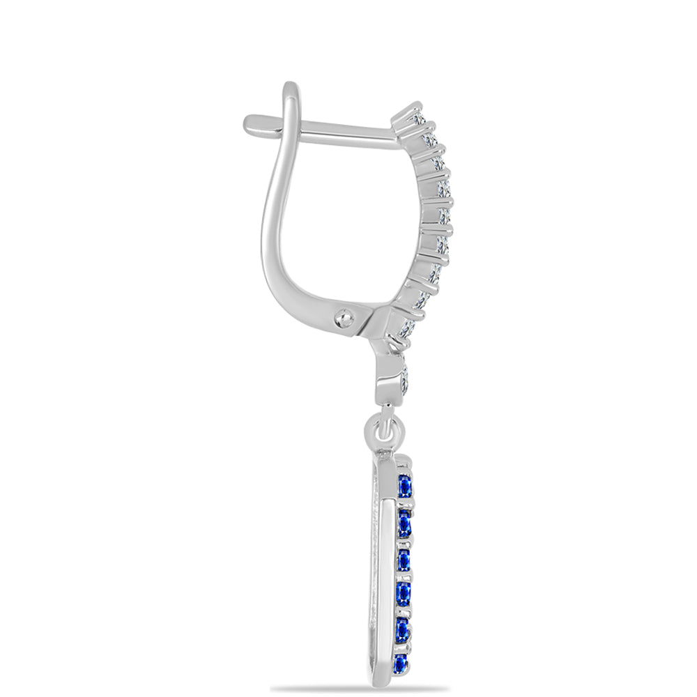 Pendientes de Plata con Zafiro Azul Australiano y Topacio Blanco 2 