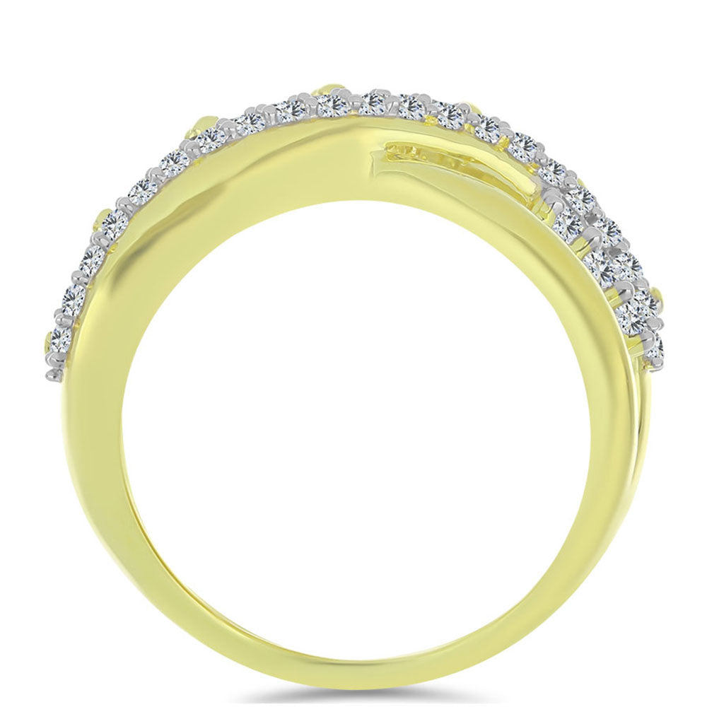 Anillo de Plata Bañada en Oro con Obsidiana y Topacio Blanco