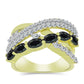 Anillo de Plata Bañada en Oro con Obsidiana y Topacio Blanco