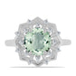 Anillo de Plata con Amatista Verde y Topacio Blanco
