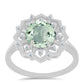 Anillo de Plata con Amatista Verde y Topacio Blanco