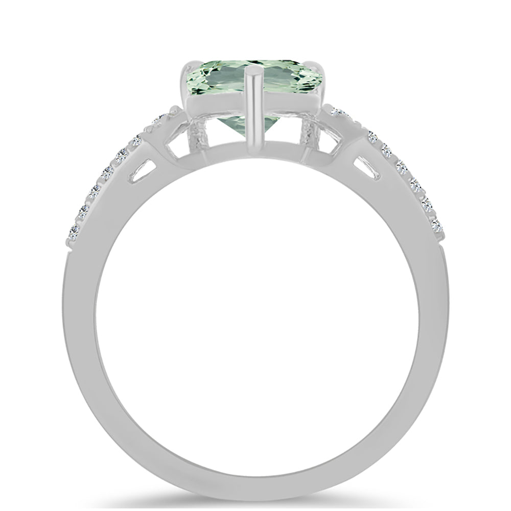 Anillo de Plata con Amatista Verde y Topacio Blanco 2 