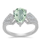 Anillo de Plata con Amatista Verde y Topacio Blanco