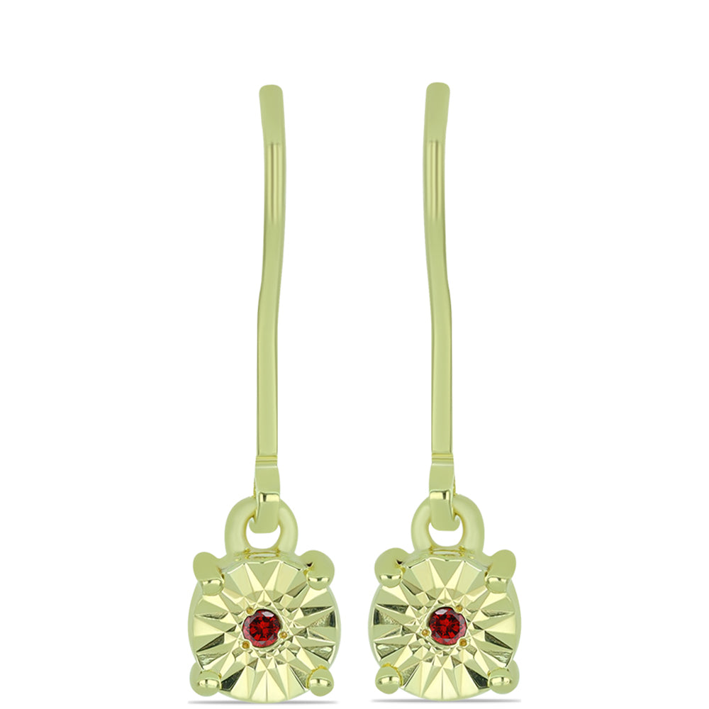 Pendientes de Plata Bañada en Oro con Diamante Rojo