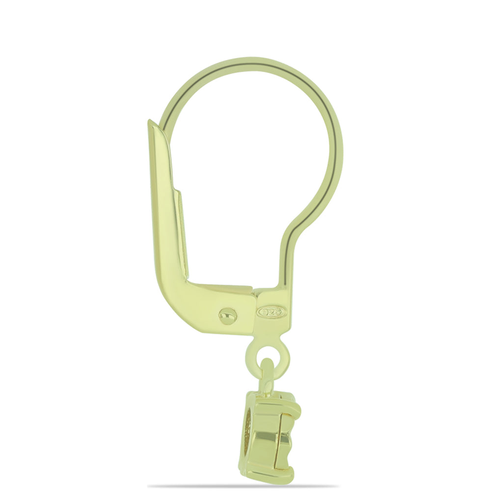 Pendientes de Plata Bañada en Oro con Diamante Rojo