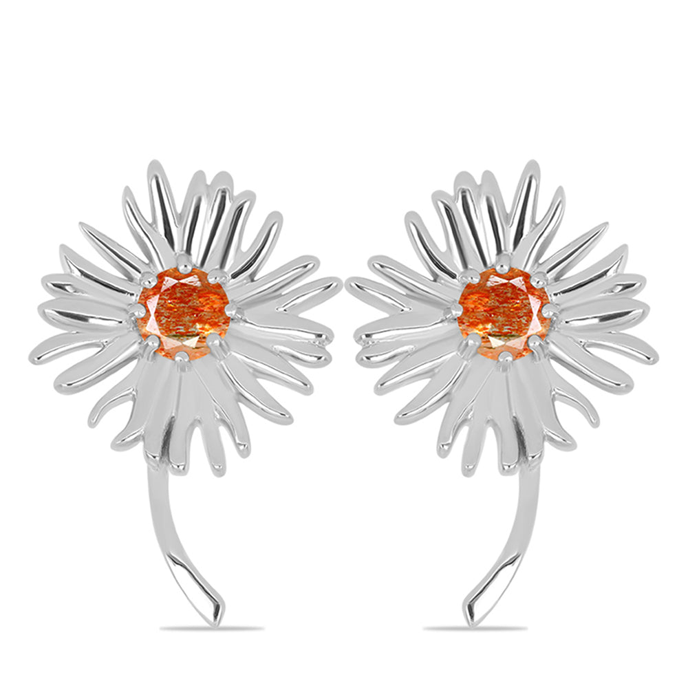 Pendientes de Plata con Piedra Solar de Oregon