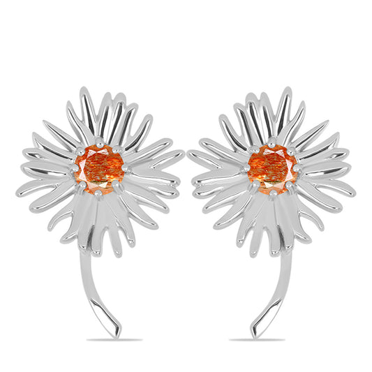 Pendientes de Plata con Piedra Solar de Oregon