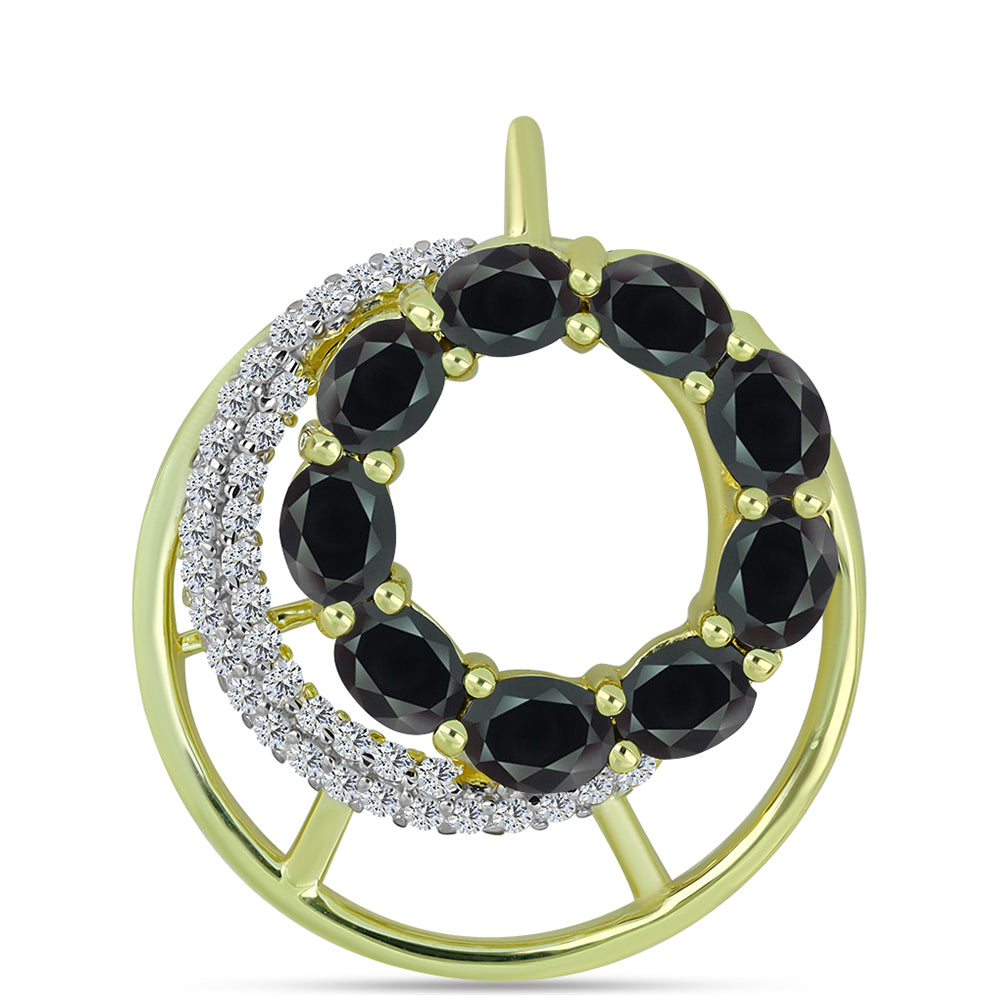 Colgante de Plata Bañada en Oro con Obsidiana y Topacio Blanco 1 