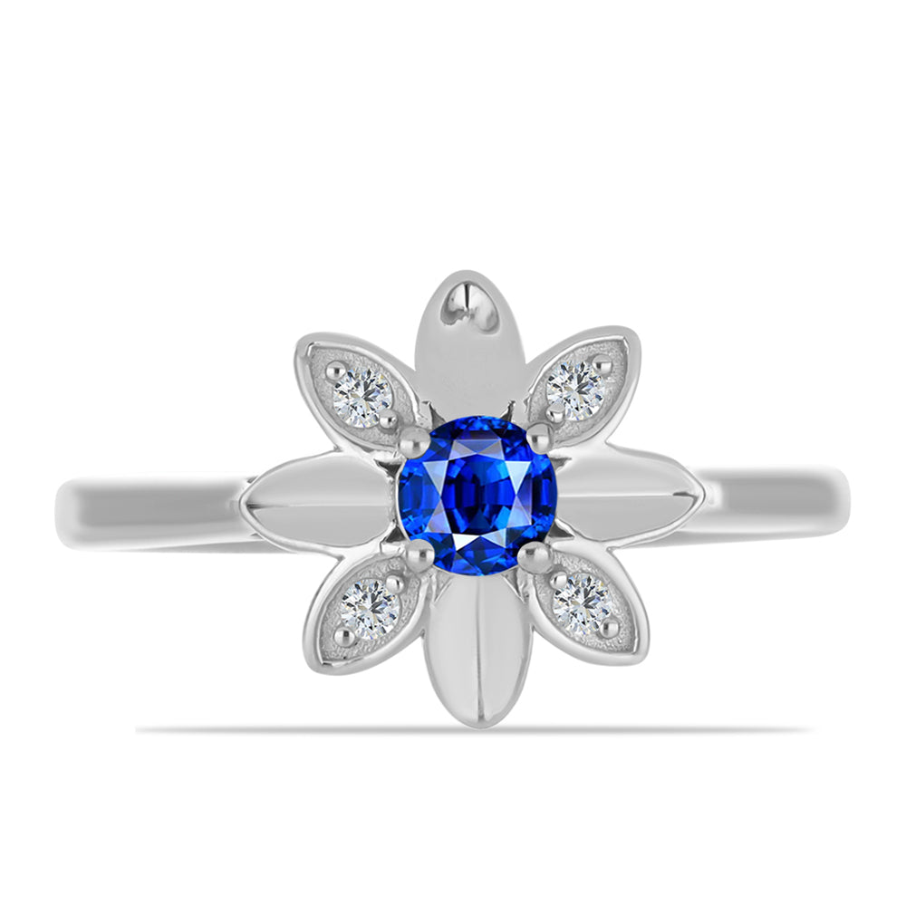 Anillo de Plata con Zafiro Azul Australiano y Topacio Blanco 1 