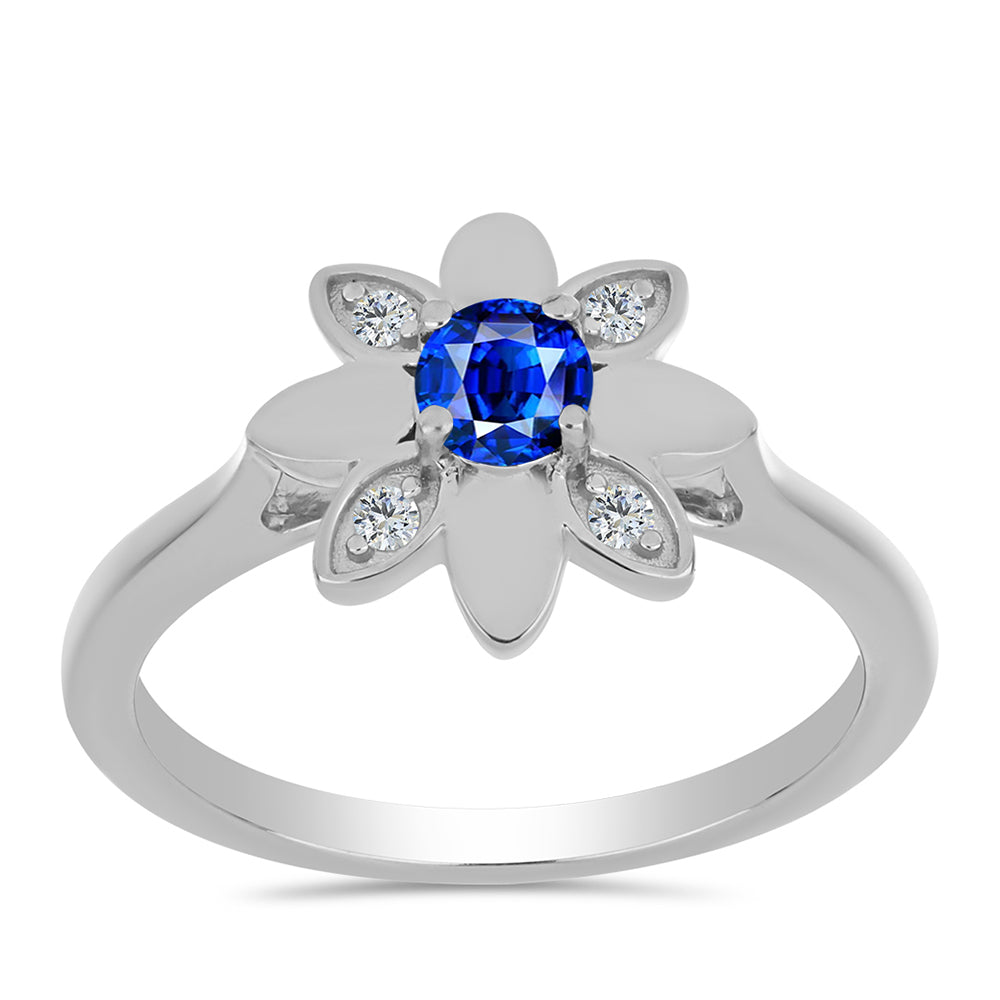 Anillo de Plata con Zafiro Azul Australiano y Topacio Blanco 3 