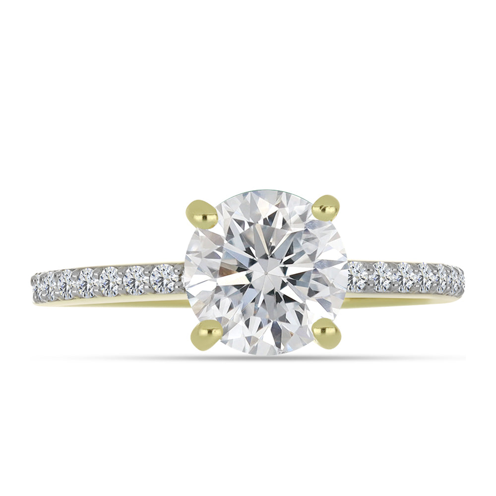 Anillo de Plata Bañada en Oro con Diamante certificado y cultivado en laboratorio y Zircón blanco natural 1 