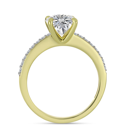 Anillo de Plata Bañada en Oro con Diamante certificado y cultivado en laboratorio y Zircón blanco natural