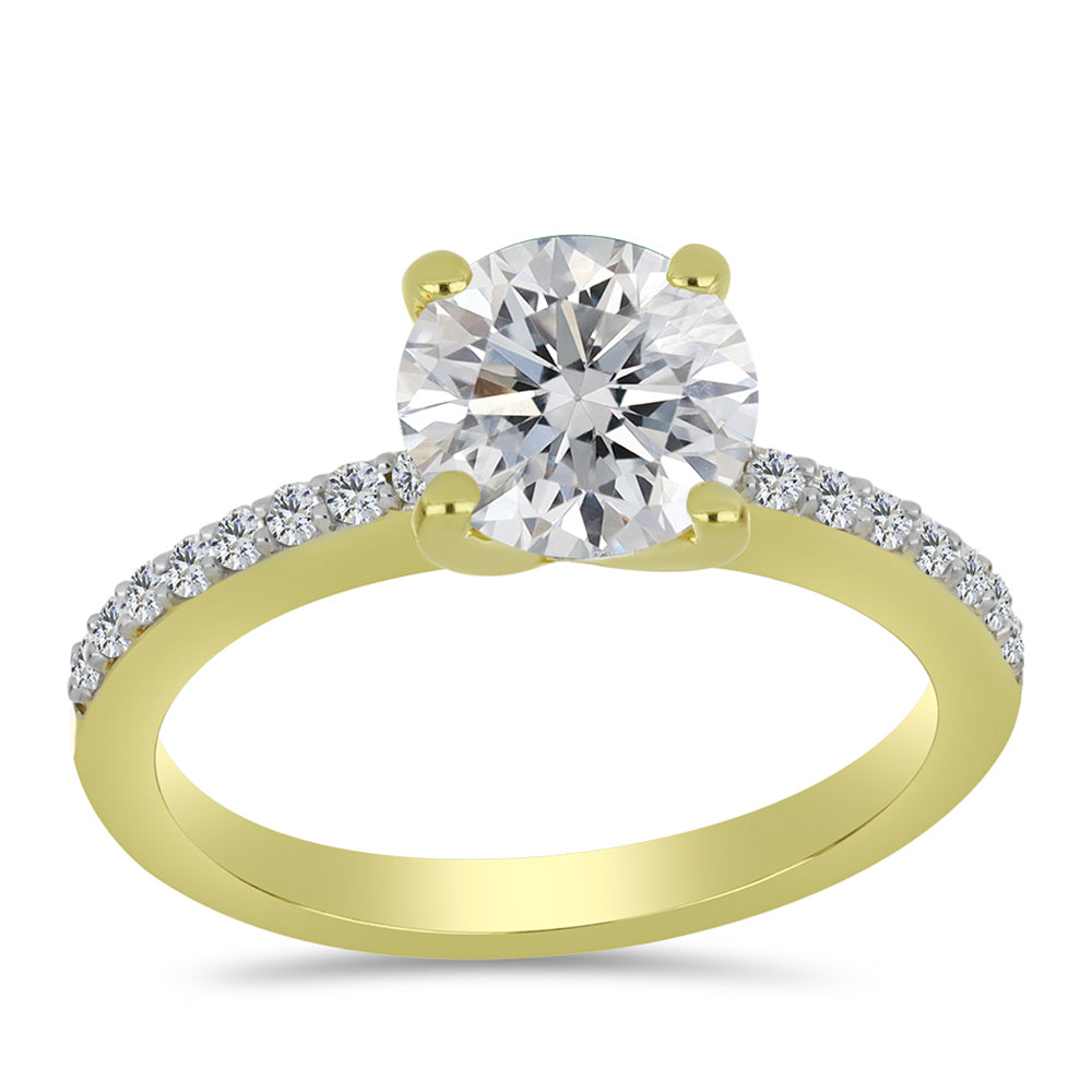 Anillo de Plata Bañada en Oro con Diamante certificado y cultivado en laboratorio y Zircón blanco natural 3 