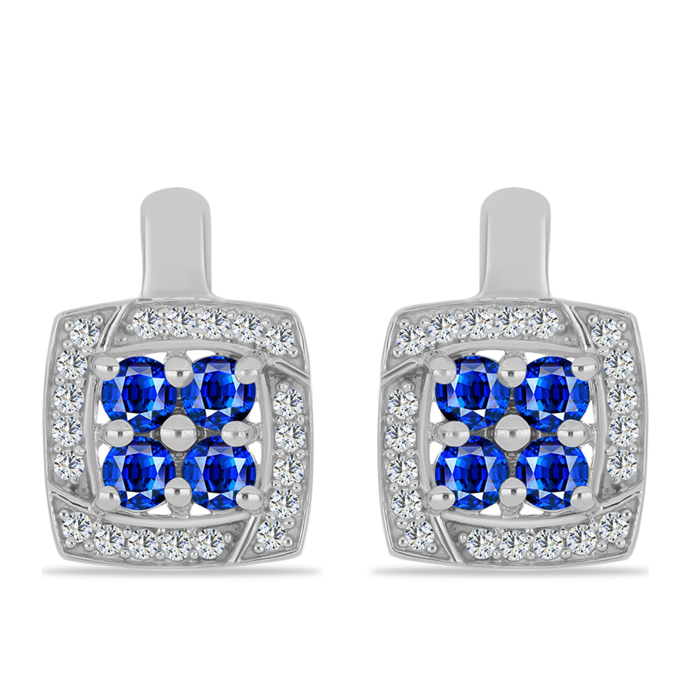 Pendientes de Plata con Zafiro Azul Australiano y Topacio Blanco 1 