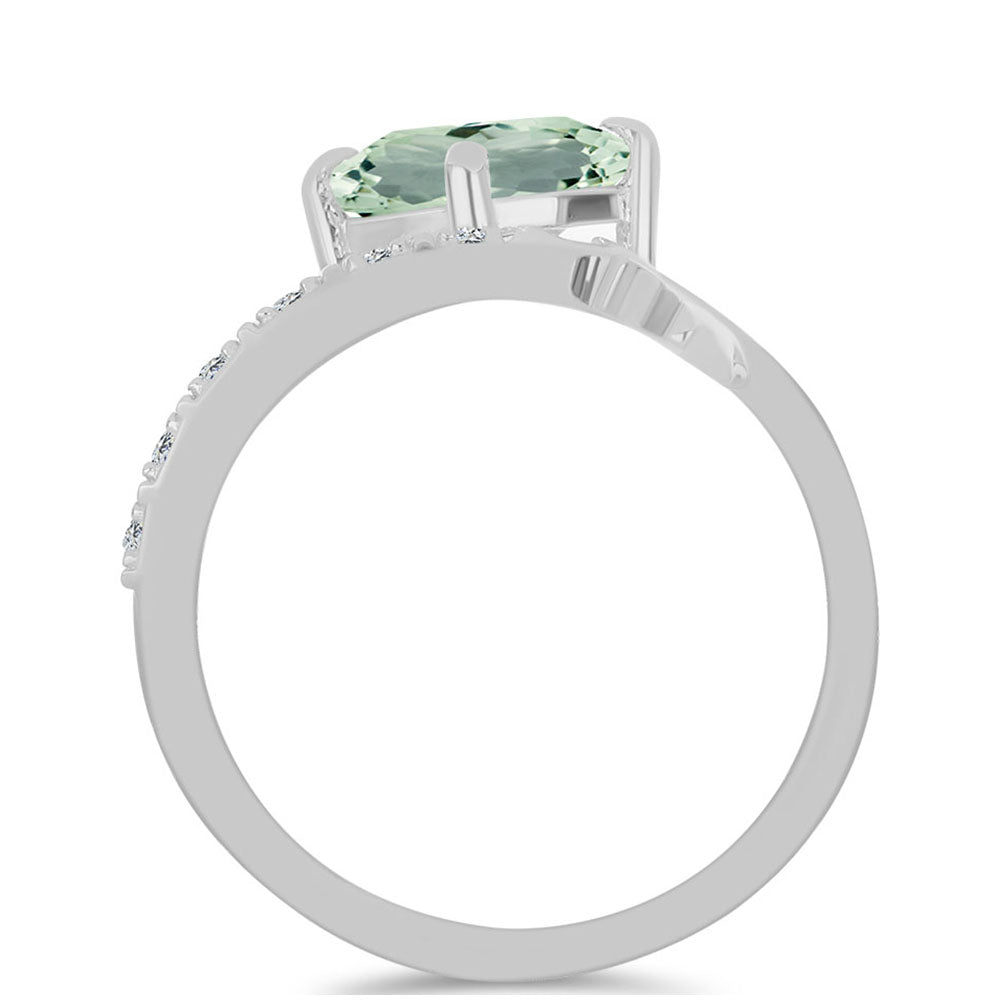 Anillo de Plata con Amatista Verde y Topacio Blanco 2 