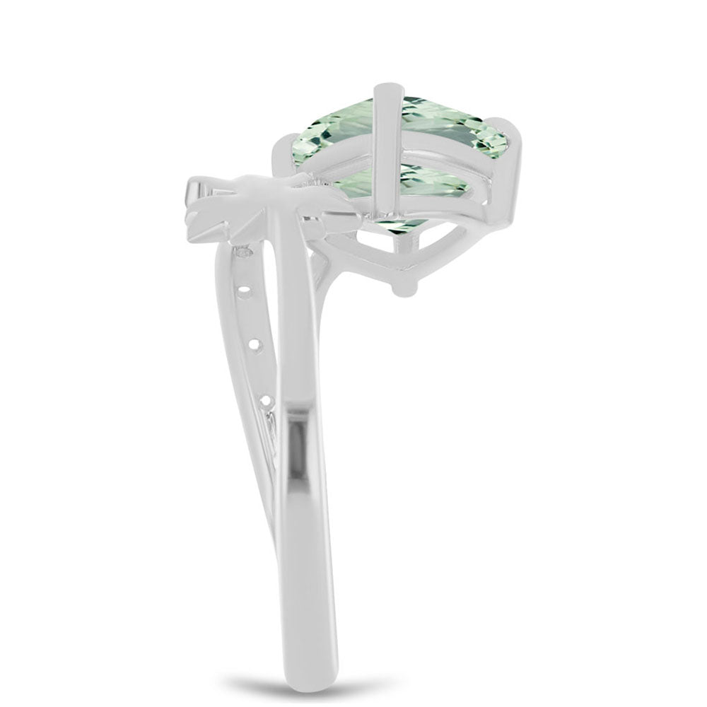 Anillo de Plata con Amatista Verde y Topacio Blanco 4 