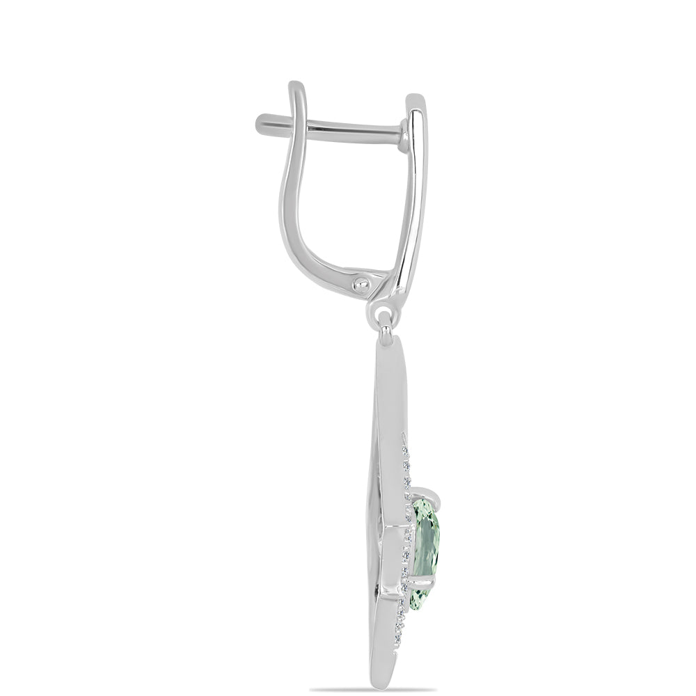 Pendientes de Plata con Amatista Verde y Topacio Blanco 2 