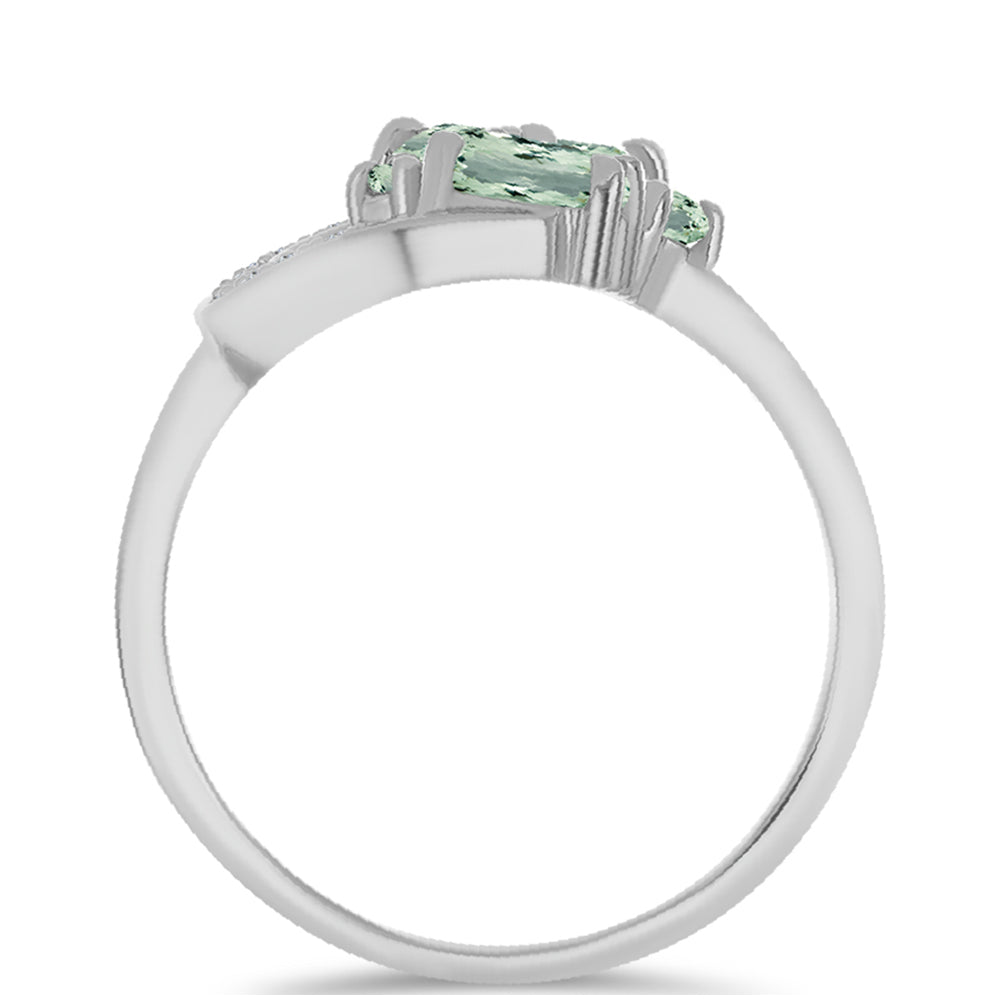 Anillo de Plata con Amatista Verde y Topacio Blanco 2 