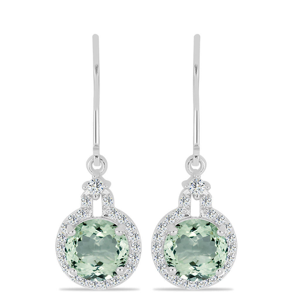 Pendientes de Plata con Amatista Verde y Topacio Blanco 1 