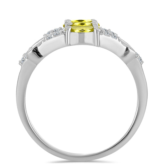 Anillo de Plata con Topacio Limón y Topacio Blanco