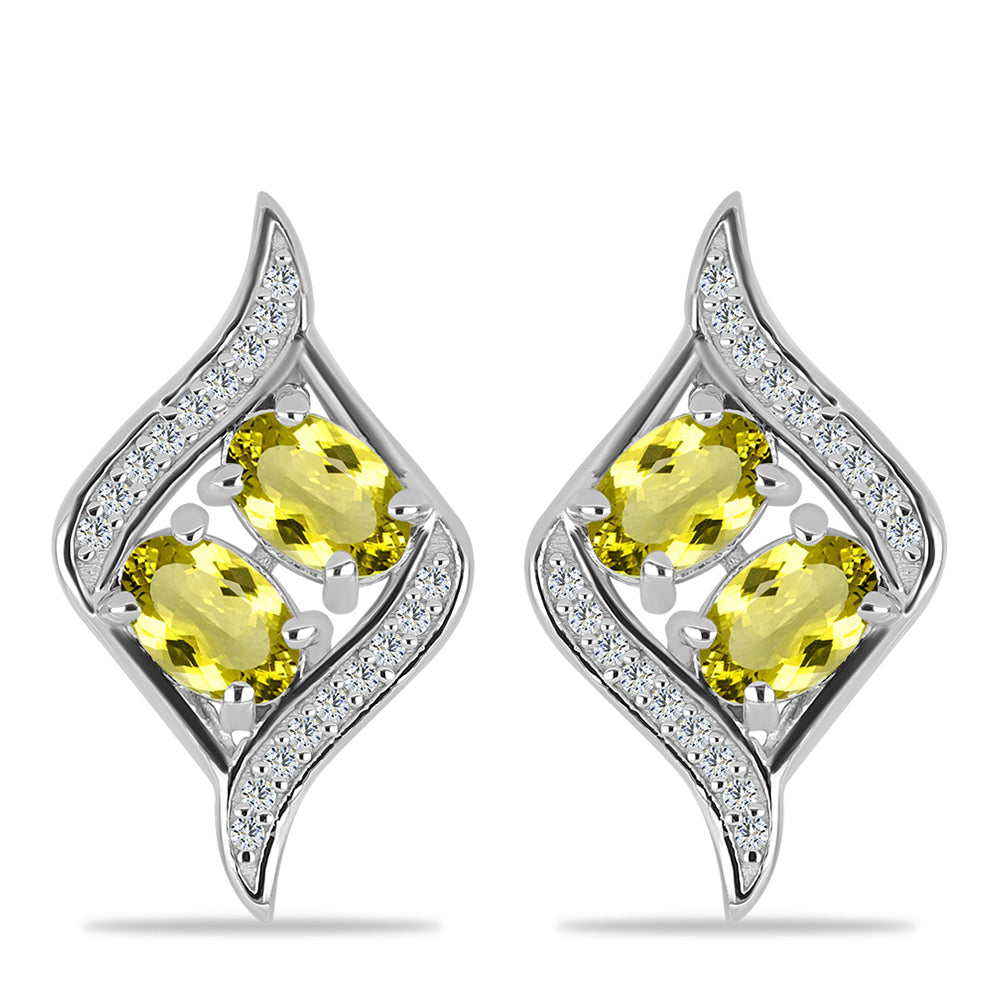 Pendientes de Plata con Topacio Limón y Topacio Blanco 1 