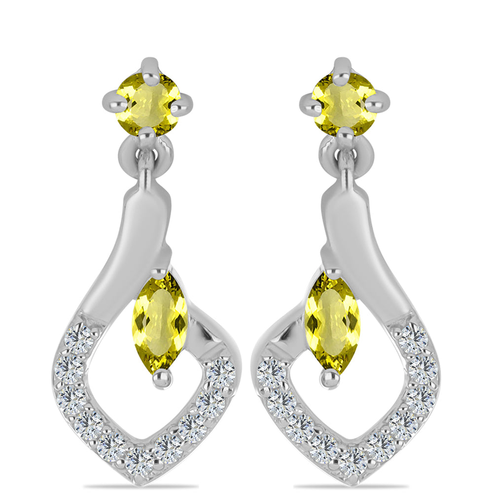Pendientes de Plata con Topacio Limón y Topacio Blanco 1 