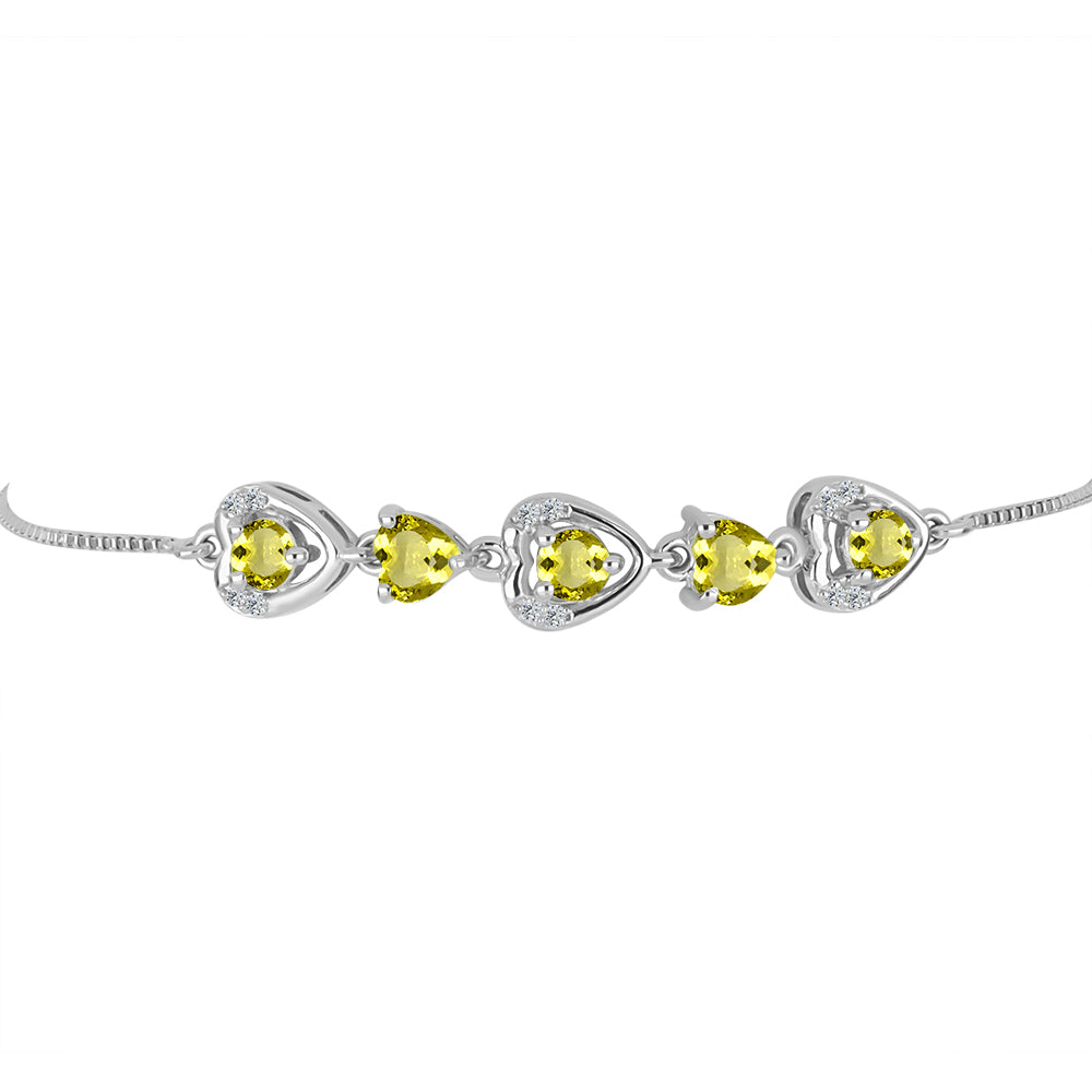 Pulsera de Plata con Topacio Limón y Topacio Blanco 2 