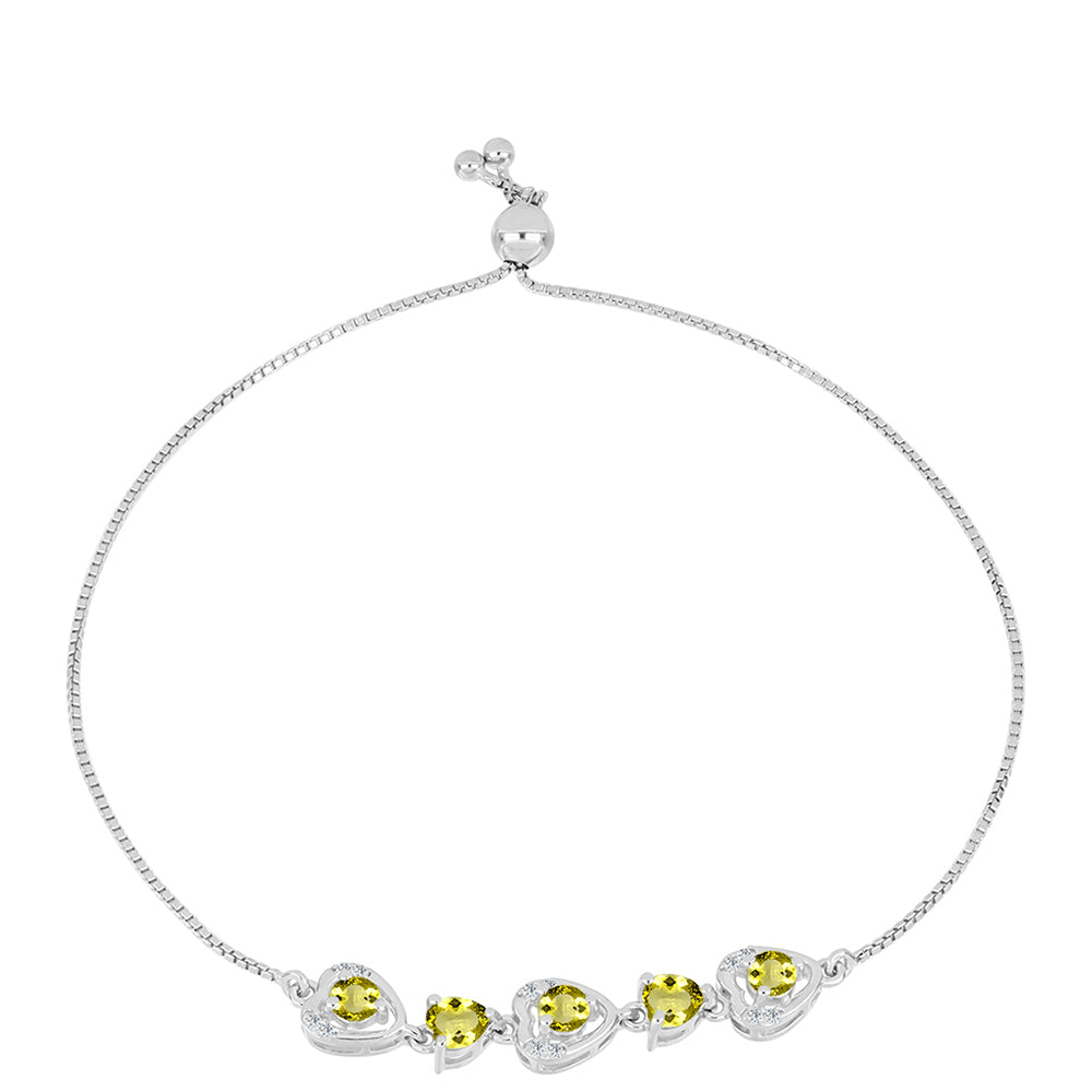 Pulsera de Plata con Topacio Limón y Topacio Blanco