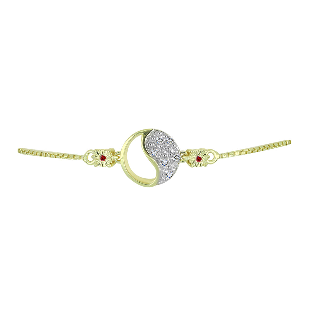 Pulsera de Plata Bañada en Oro con Diamante Rojo y Diamante blanco 1 
