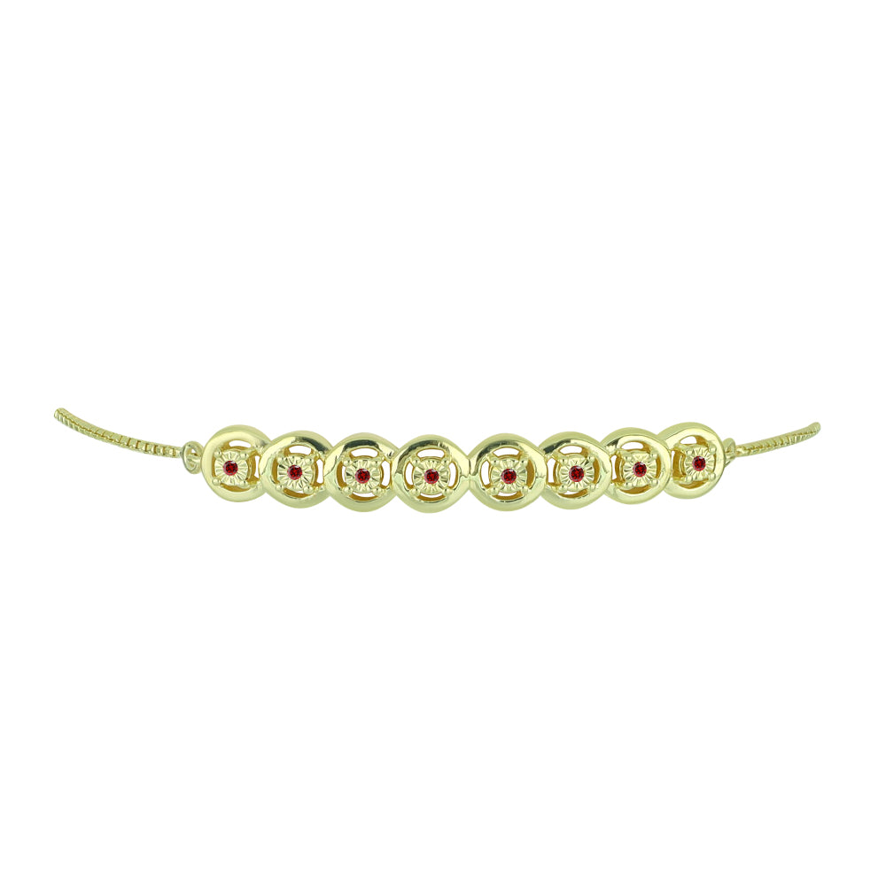 Pulsera de Plata Bañada en Oro con Diamante Rojo 2 
