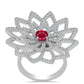 Anillo de Plata con Rubí de Madagascar y Topacio Blanco
