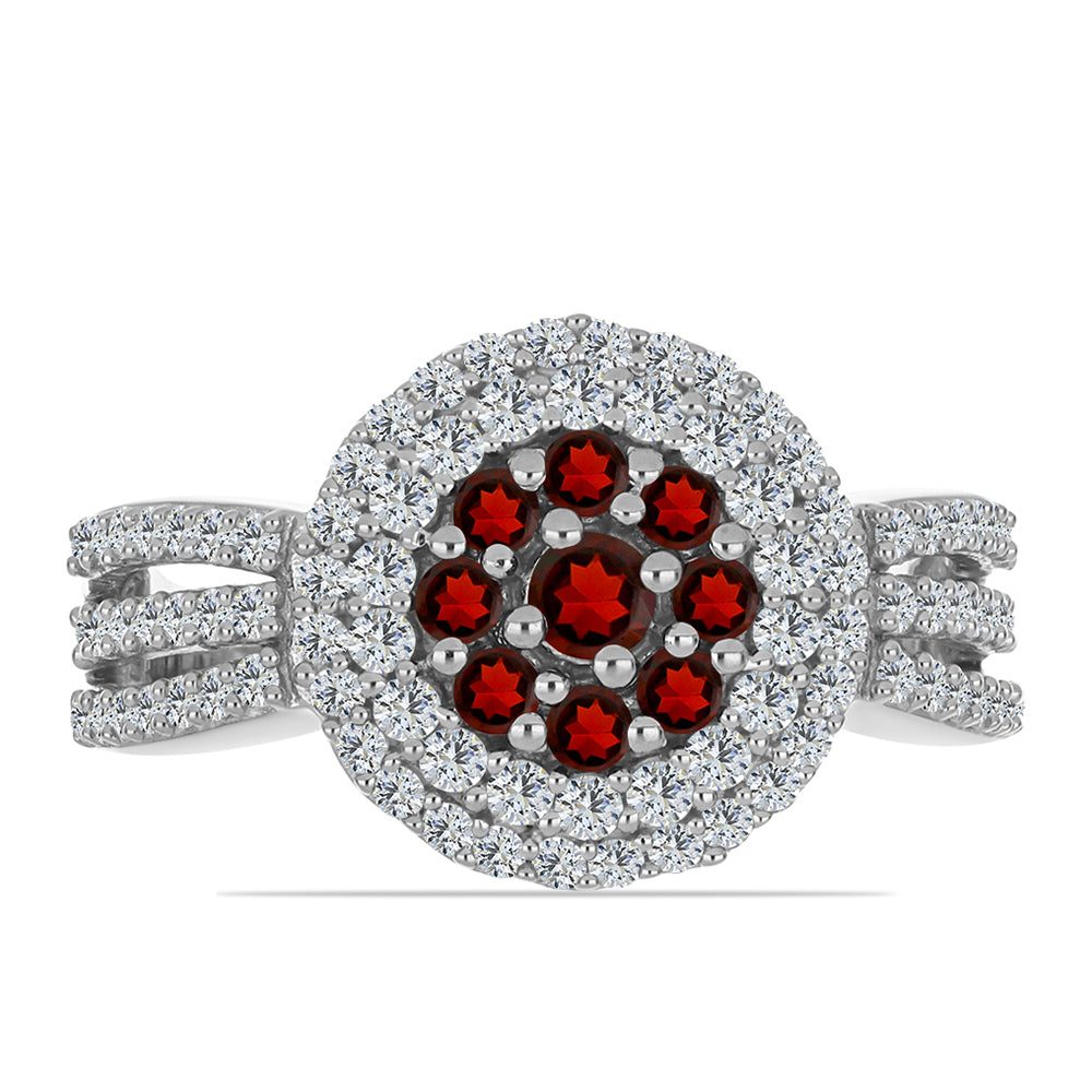 Anillo de Plata con Granate Barton y Topacio Blanco