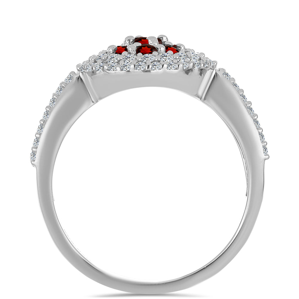 Anillo de Plata con Granate Barton y Topacio Blanco