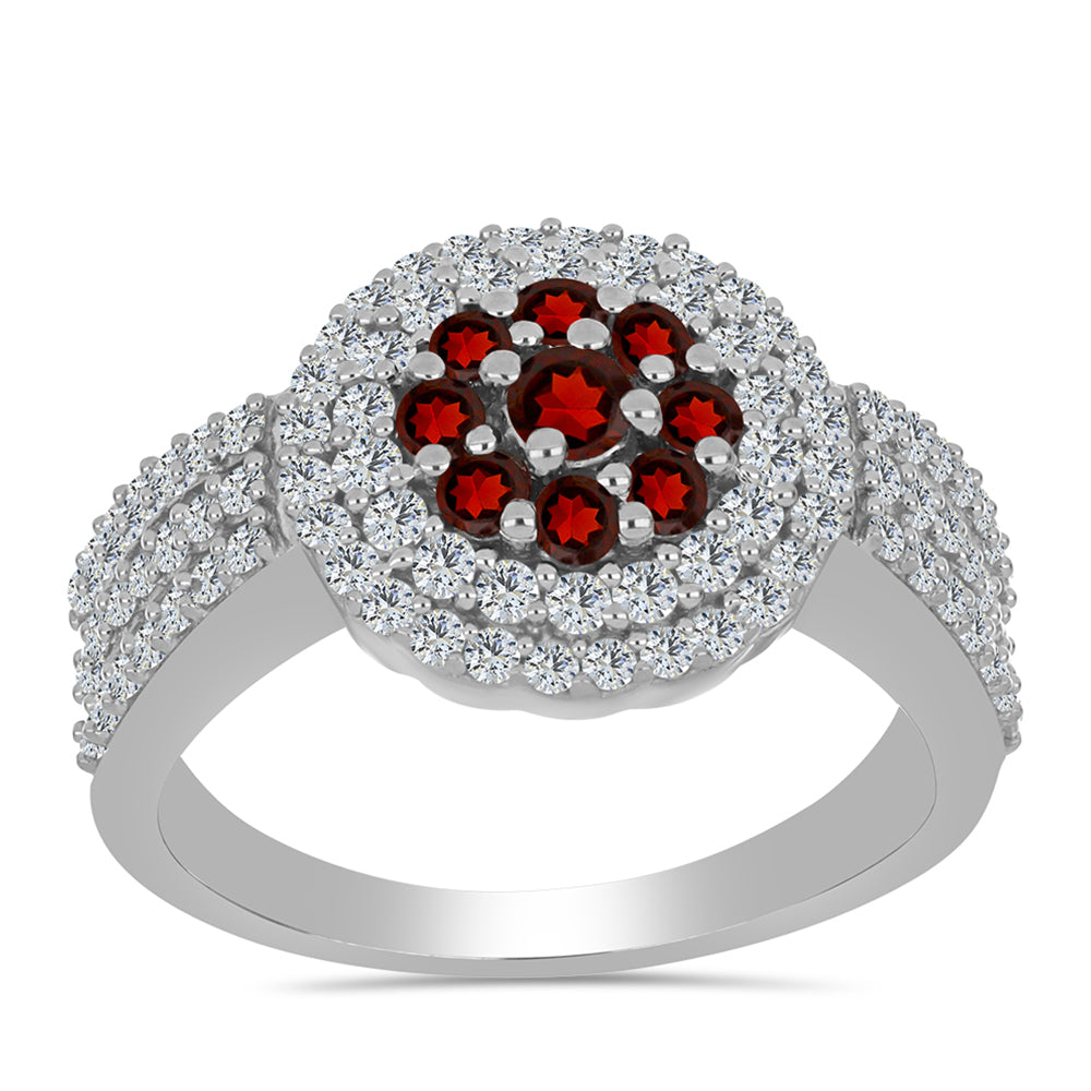 Anillo de Plata con Granate Barton y Topacio Blanco 3 